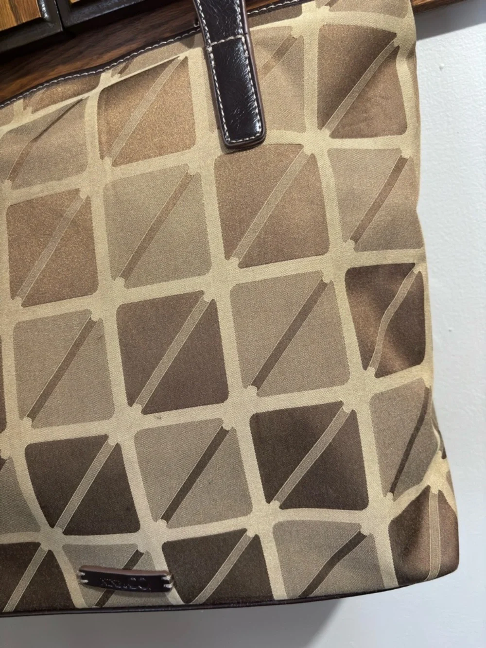 Nine West Vintage Fabric Tote Purse Buckle Double Handles